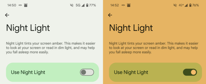 Night Light feature in Android